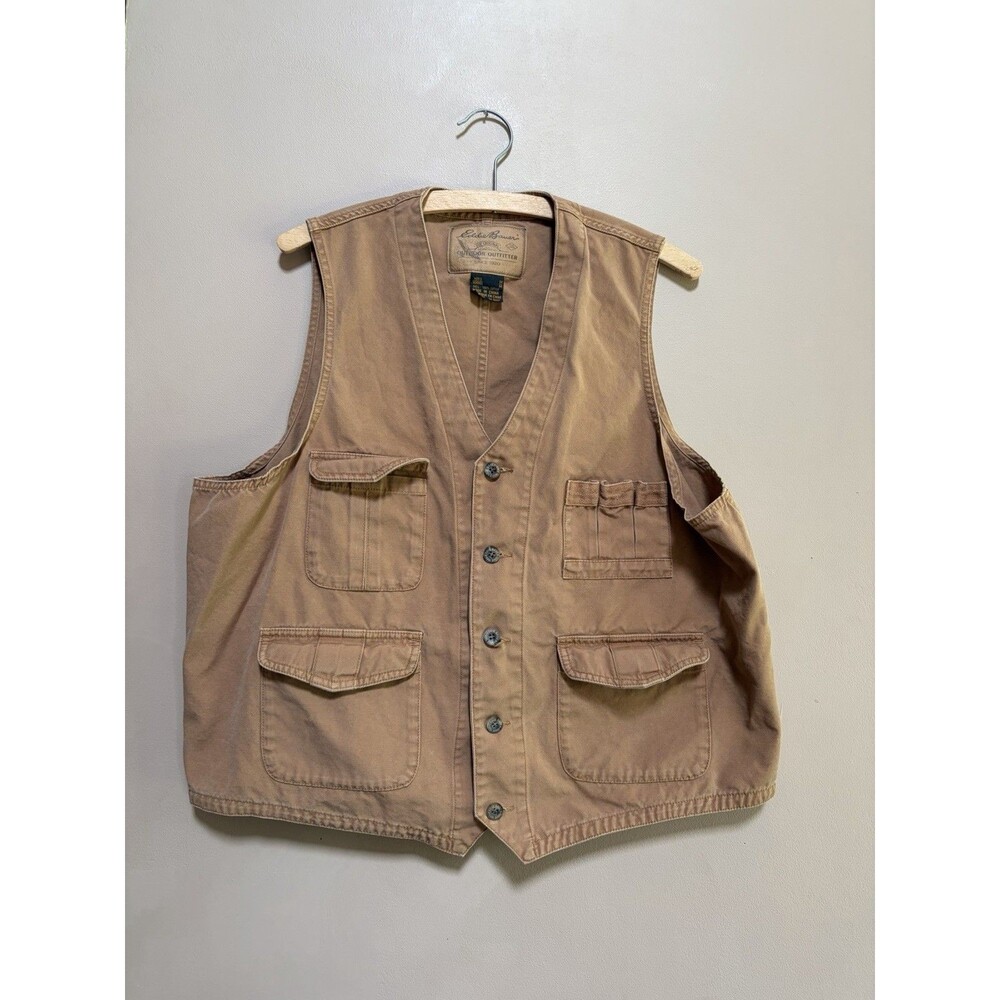Vtg Eddie Bauer Men’s Outdoor M Utility Vest Hunting Fishing Button Up Cotton